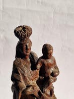 Beeld, Marie met Kind Jezus in Hout België - 34 cm - Hout -, Antiek en Kunst