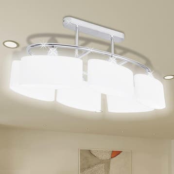 vidaXL Plafondlamp met ellipsvormige glazen kappen 6xE14, Verzenden