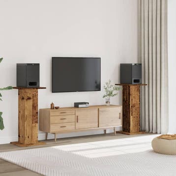 vidaXL Speakerstandaards 2 st 30x30x95 cm bewerkt hout oud, Verzenden