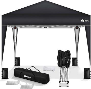 Partytent - Opvouwbaar - 3x3 m - Paviljoen - Easy up - Zwart, Tuin en Terras, Verzenden, Nieuw