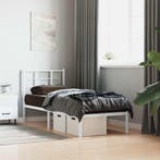 vidaXL Bedframe met hoofdbord metaal wit 80x200 cm, Verzenden