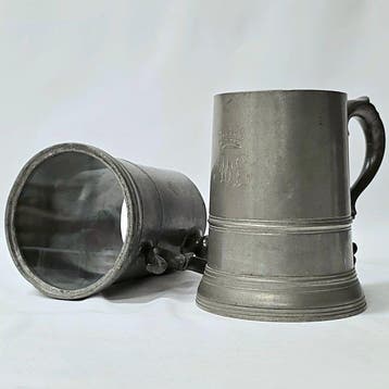 1800s, Thomas & Co, England - Chope (2) - étain, Verre, Antiquités & Art