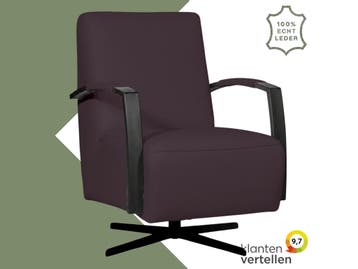 Leren draaifauteuil Mood - Toledo Merlin (donkerpaars) -, Nieuw, Ophalen of Verzenden, 50 tot 75 cm, Industrieel, Modern