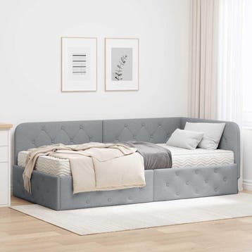 vidaXL Hoek Bed Frame Lichtgrijs 90 x 190 cm Stof, Verzenden, Nieuw