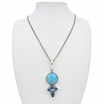 Zonder minimumprijs - Halsketting Zilver - Larimar, Blauwe, Nieuw