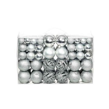 vidaXL 100-delige Kerstballenset 3/4/6 cm zilverkleurig, Verzenden