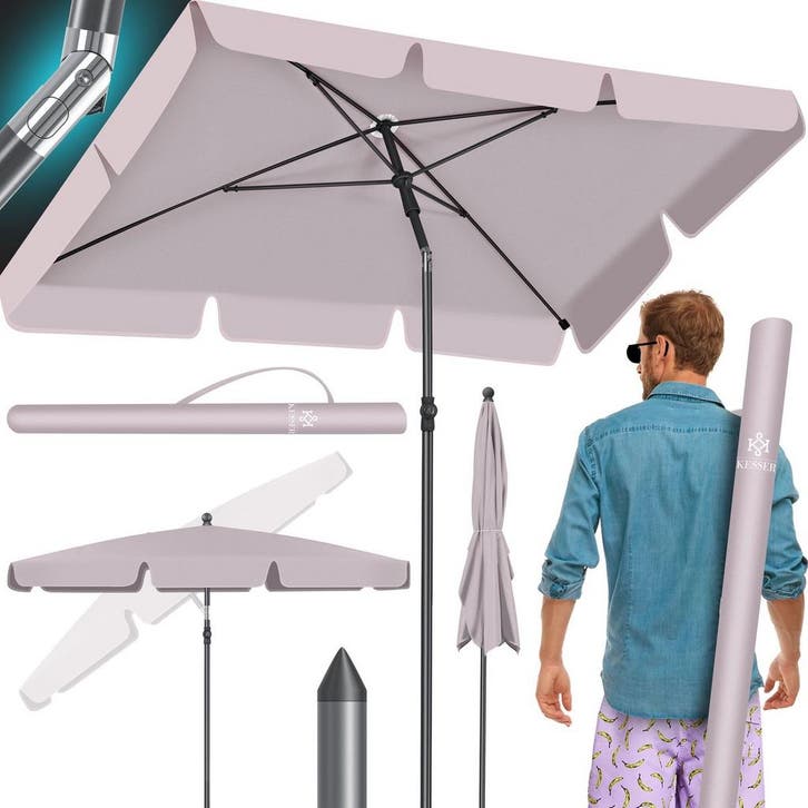 Stokparasol - Parasol - 125x205 cm - Tuinparasol - Taupe - K, Tuin en Terras, Parasols, Nieuw, Verzenden