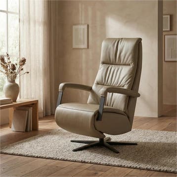 Leren relaxfauteuil met hartbalans Core - Toledo Mocca, Bohemian, Industrieel, Modern, Scandinavisch, Nieuw, Ophalen of Verzenden