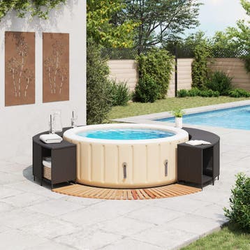 vidaXL Hottub-ombouw poly rattan en massief acaciahout zwart, Verzenden