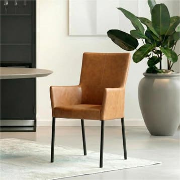 Set van 8 Leren eetkamerstoelen Daily met armleuning -, Ophalen of Verzenden, Nieuw, Leer