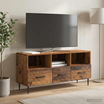 vidaXL TV Kast met lade Oud hout 102 x 34,5 x 50 cm Bewerkt, Verzenden