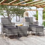vidaXL 5-delige Bistroset poly rattan en gehard glas grijs, Tuin en Terras, Verzenden, Nieuw