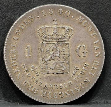 Nederlands-Indië. Willem I. 1 Gulden 1840 (Zonder