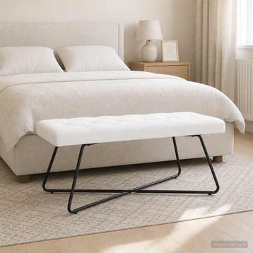 vidaXL Bank met knopen tufting Wit 110 x 40 x 46 cm Stof, Verzenden