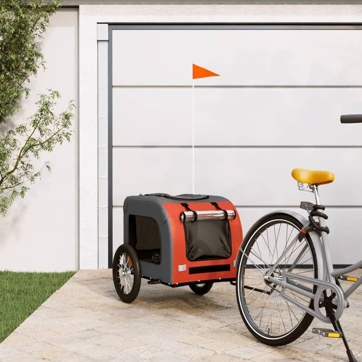 vidaXL Hondenfietstrailer oxford stof en ijzer oranje en, Animaux & Accessoires, Autres accessoires pour animaux, Envoi