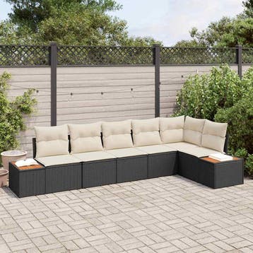 vidaXL Tuinbank Set 6 st 6-Aantal zitplaatsen Zwart en Crème, Verzenden, Nieuw