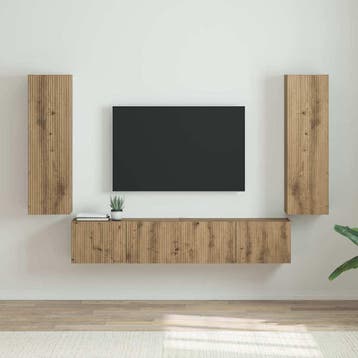 vidaXL TV Wandkast 2 pcs Ambachtelijk Eiken Bewerkt hout, Verzenden, Nieuw