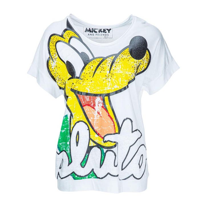 Frogbox • wit t-shirt met Pluto • 36, Kleding | Dames, Blouses en Tunieken, Wit, Nieuw, Maat 36 (S), Verzenden
