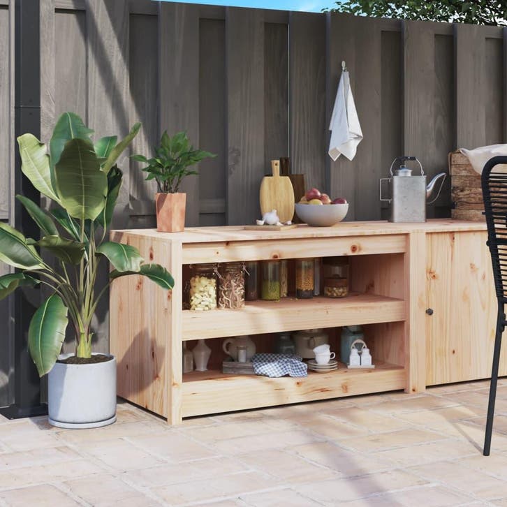 vidaXL Keukenkast voor buiten MEPPEL 106x55x64 cm massief, Maison & Meubles, Armoires | Autre, Envoi