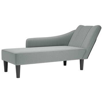 vidaXL Chaise longue met rechterarmleuning stof lichtgrijs, Verzenden