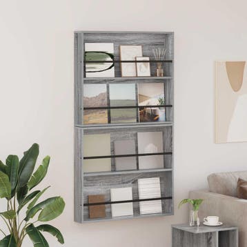 vidaXL Tijdschriftenrek met plank 2 st Grijs Sonoma 80 x 12, Verzenden
