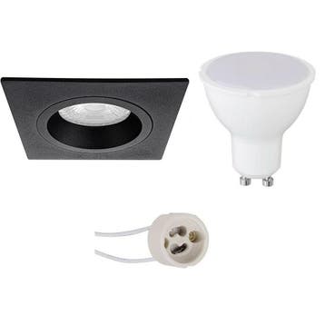 Dimbare 6W LED Spot Set - Vierkante Inbouwspot Mat Zwart - G, Verzenden, Nieuw