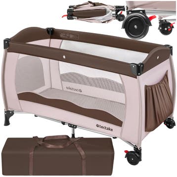 Kinderreisbed 126x65x80cm met tas - koffie, Verzenden