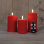 Ledkaars 3d flame wax candle ribbel rood annas collection