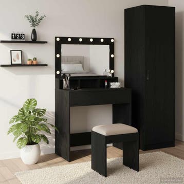 vidaXL Kaptafel Zwart Eiken 75,5 x 41 x 135 cm Bewerkt hout, Verzenden