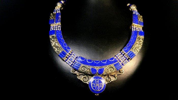 Collier berbère en lapis-lazuli et turquoise Collier -, Antiek en Kunst, Curiosa en Brocante