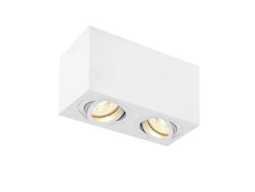 Veiling - 2x GU10 Opbouwspot Armatuur dual fittingen wit kan, Huis en Inrichting, Nieuw