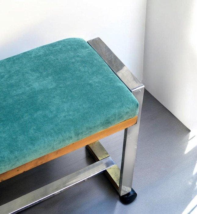 Établi - Siège rembourré de velours vert bouteille, années, Antiek en Kunst, Kunst | Designobjecten