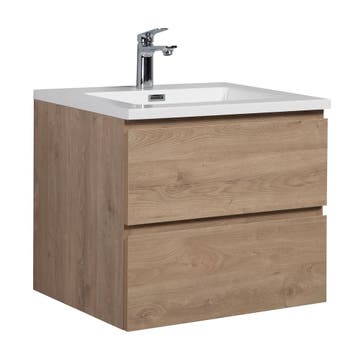 Badkamermeubel Set Angela 60cm Kastanje Eiken Badmeubel, Verzenden, Nieuw