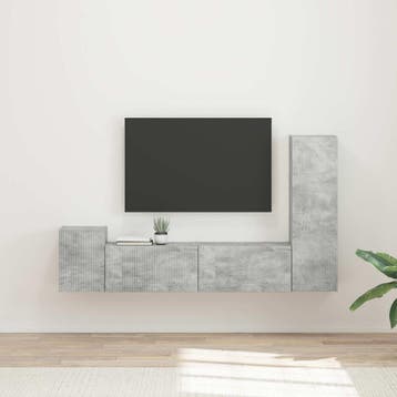 vidaXL Tv-meubelset 4 st Beton Grijs Bewerkt hout, Verzenden