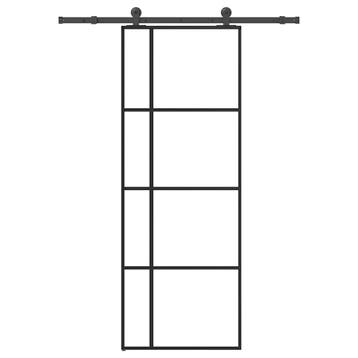 vidaXL Schuifdeur met beslag 76x205 cm ESG-glas en aluminium, Doe-het-zelf en Bouw, Deuren en Vliegenramen, Verzenden, Nieuw
