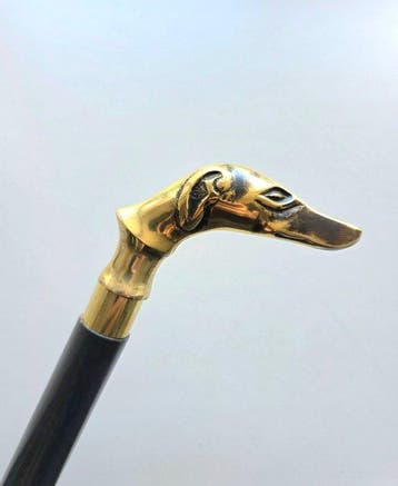 handmade Wandelstok - windhond - Hout, Messing