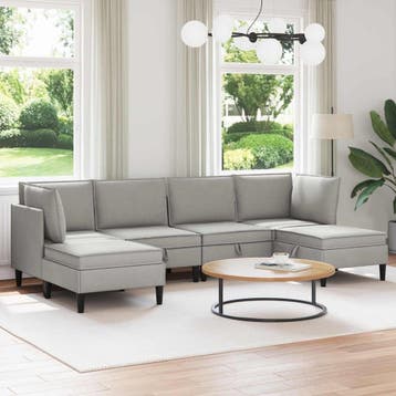 vidaXL Woonkamer Meubelset 6 st Lichtgrijs Stof, Huis en Inrichting, Verzenden, Nieuw