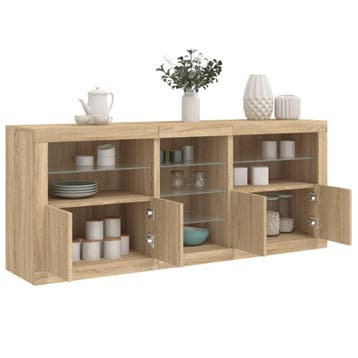 vidaXL Dressoir met LED-verlichting 181,5x37x67 cm sonoma, Verzenden