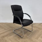 vergaderstoel, zwart leder - chroom