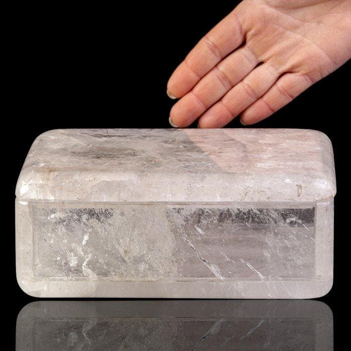 Natuurlijke heldere kwarts sieradendoos - kwarts schaal. -, Verzamelen, Mineralen en Fossielen