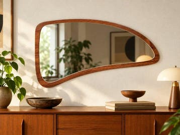 Vintage asymmetrische wandspiegel – organische vorm en warme