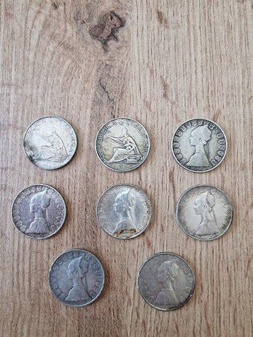. Italië 500 Lire argento (8 monete) (Zonder minimumprijs)