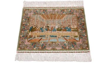 Pictorial Last Supper Silk Hereke Carpet - 20/20 Kwaliteit, Nieuw