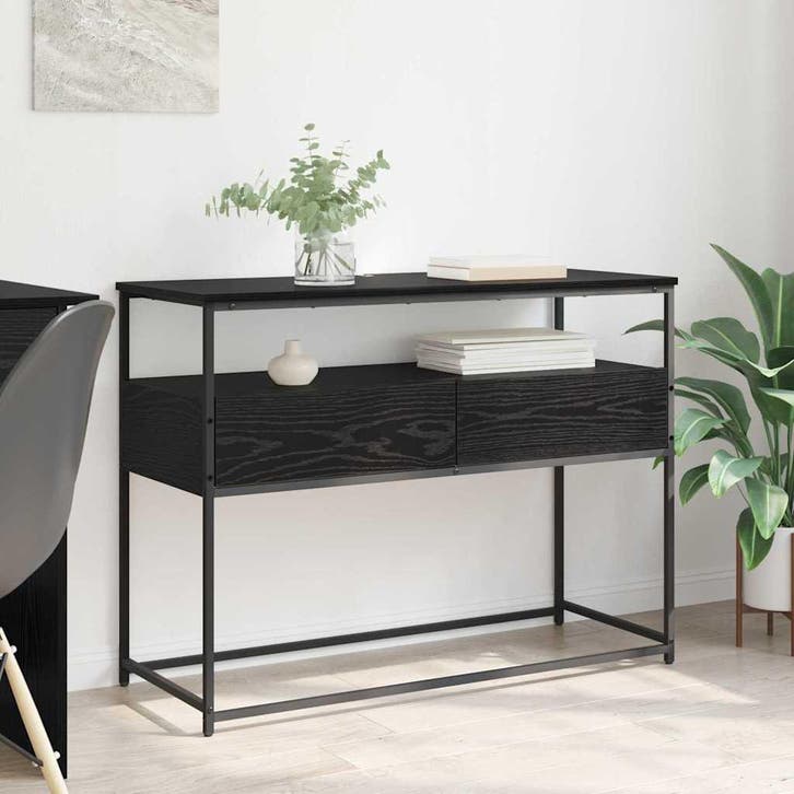 vidaXL Wandtafel met lade Zwart Eiken 100 x 40 x 75 cm, Huis en Inrichting, Slaapkamer | Nachtkastjes, Nieuw, Verzenden