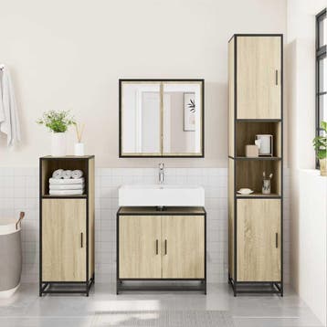 vidaXL Wastafelkast Sonoma eiken 65x33x60 cm bewerkt hout, Verzenden, Nieuw