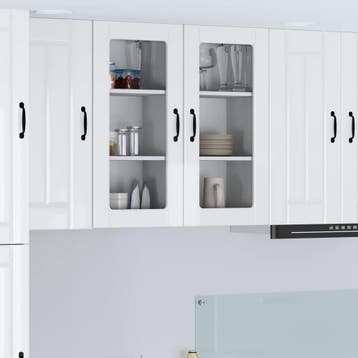 vidaXL Wandglas Kasten LUCCA 2 st Hoogglans Wit Bewerkt hout, Huis en Inrichting, Verzenden, Nieuw