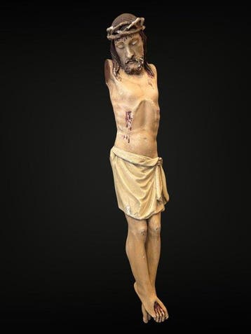 sculptuur, Grote Corpus polychroom - 65 cm - Lindehout -