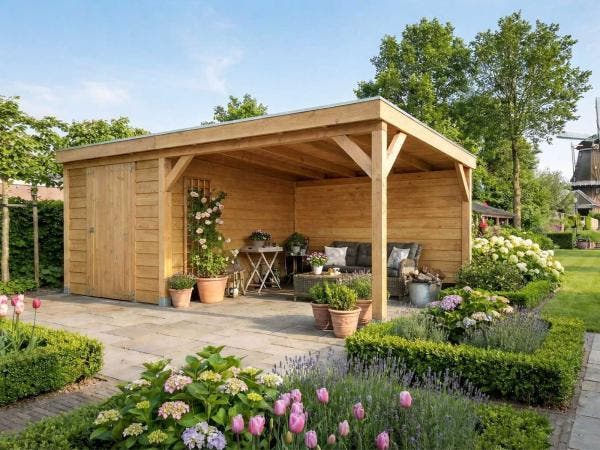 Veiling - Berging met overkapping - 650x300x245 cm, Tuin en Terras, Overkappingen, Nieuw