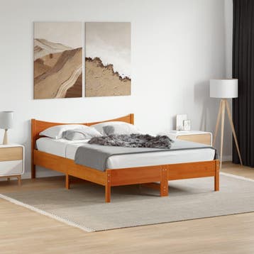 vidaXL Bedframe zonder matras massief grenenhout wasbruin, Verzenden