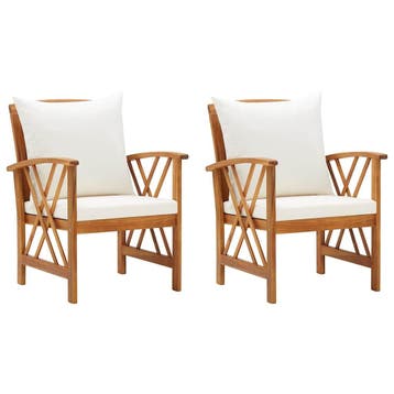 vidaXL Tuinstoelen 2 st met kussens massief acaciahout, Verzenden